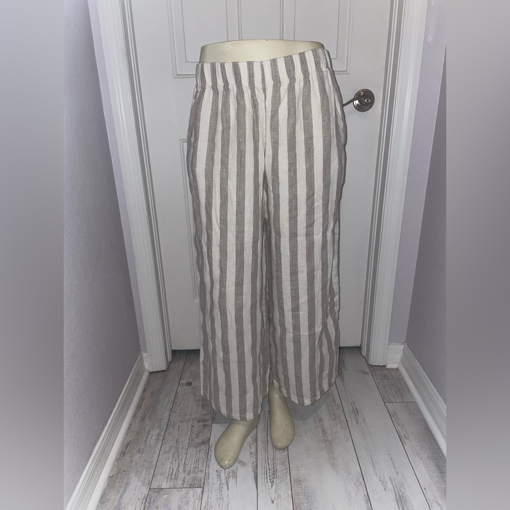 Conscious Clothing Striped Wide-Leg Cropped Pants